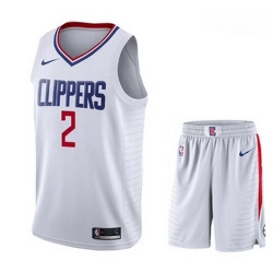 Clippers 2 Kawhi Leonard White City Edition Nike Swingman Jersey 28With Shorts