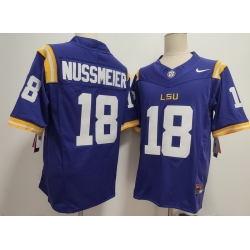 Men LSU Tigers#13 Garrett Nussmeier #18 Purple F U S E Jersey