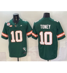 Men Miami Hurricanes  10 Malachi Toney Green F U S E  Fiesta Bowl Champions   Florida Patch Stitched Football Jersey