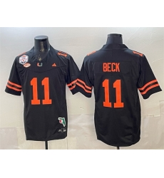 Men Miami Hurricanes  11 Carson Beck Black F U S E  Fiesta Bowl Champions   Florida Patch Stitched Football Jersey
