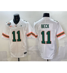 Men Miami Hurricanes 11 Carson Beck White F U S E 2026 Fiesta Bowl Champions Patch Stitched Football Jersey Men Miami Hurricanes 11 Carson Beck White F U S E 2026 Fiesta Bowl Champions Patch Stitched Football Jersey
