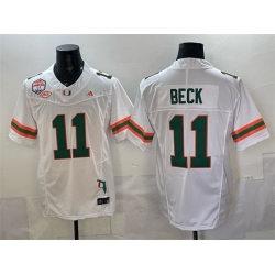 Men Miami Hurricanes  11 Carson Beck White F U S E  Fiesta Bowl Champions   Florida Patch Stitched Football Jersey
