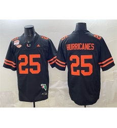 Men Miami Hurricanes  25 Hurricanes Black F U S E  Fiesta Bowl Champions   Florida Patch Stitched Football Jersey