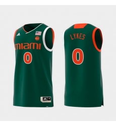 Men Miami Hurricanes Chris Lykes Green Replica College Basketball Jersey