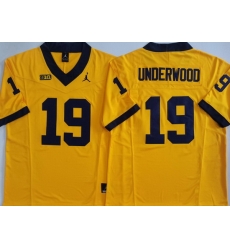 Men Michigan Wolverines Yellow #19 Bryce UNDERWOOD Stitched NCAA Jersey