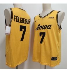 Men Iowa Hawkeyes  7 Alvaro Folgueiras Yellow Stitched Jersey