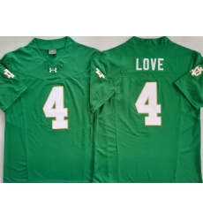 Men Norte Dame Fighting Irish Green #4 Jeremiyah Love Green Stitched NCAA Jersey
