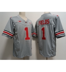 Men Ohio State Buckeyes #1 Justin Fields Gray 2023 F U S E NCAA Stitched Football Jersey