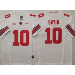 Men Ohio State Buckeyes #10 Julian Sayin White Stitched F U S E NCAA Jersey II