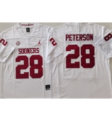 Men Oklahoma Sooners #28 Adrian Peterson White Stitched NCAA Jersey