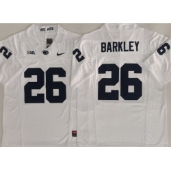 Men Penn State #26 Saquon Barkley White Stitched NCAA Jersey