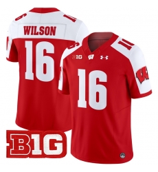 Men Youth Wisconsin Badgers 16 Russell Wilson Red Alternate 2024 Vapor Limited Jersey All Stitched