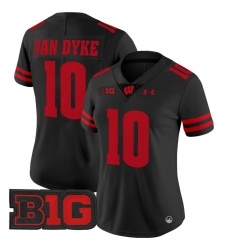 Women Wisconsin Badgers 10 Tyler Van Dyke Black 2024 Vapor Limited Jersey All Stitched Women Wisconsin Badgers 10 Tyler Van Dyke Black 2024 Vapor Limited Jersey All Stitched