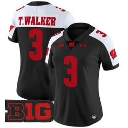 Women Wisconsin Badgers 3 Tawee Walker Black Alternate 2024 Vapor Limited Jersey All Stitched