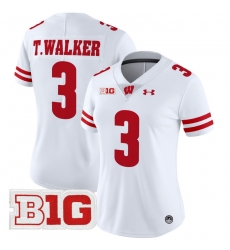Women Wisconsin Badgers 3 Tawee Walker White 2024 Vapor Limited Jersey All Stitched