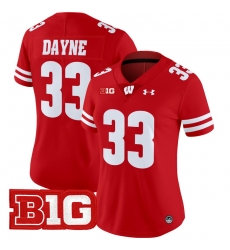 Women Wisconsin Badgers 33 Ron Dayne Red 2024 Vapor Limited Jersey All Stitched