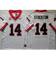 Men Georgia Bulldogs White #14 Gunner Stockton Stitched NCAA Jersey Men Georgia Bulldogs White #14 Gunner Stockton Stitched NCAA Jersey