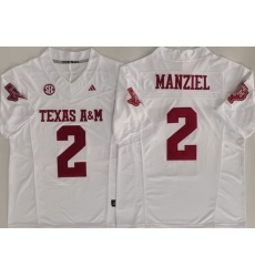 Men Texas A&M Aggies #2 Johnny Manziel White Stitched NCAA Jersey