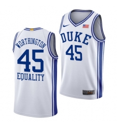 Duke Blue Devils Keenan Worthington White Equality Men Jersey