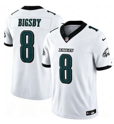 Men Eagles #8 BIGSBY White F U S E Stitched Jersey
