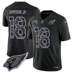 Men Arizona Cardinals  18 Marvin Harrison Jr  Black F U S E  2026 Salute to Service Limited Stitched Football Jersey