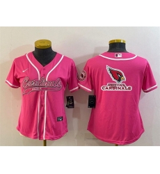 Women Arizona Cardinals Pink Team Big Logo With Patch Cool Base Stitched Baseball Jersey