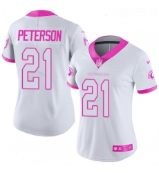 Womens Nike Arizona Cardinals 21 Patrick Peterson Limited WhitePink Rush Fashion NFL Jersey