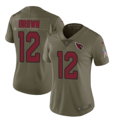 Womens Nike Cardinals #12 John Brown Olive  Stitched NFL Limited 2017 Salute to Service Jersey