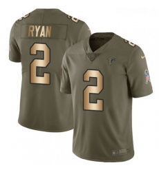 Youth Nike Atlanta Falcons 2 Matt Ryan Limited OliveGold 2017 Salute to Service NFL Jersey