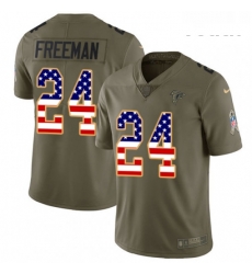 Youth Nike Atlanta Falcons 24 Devonta Freeman Limited OliveUSA Flag 2017 Salute to Service NFL Jersey