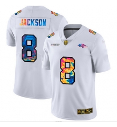 Baltimore Ravens 8 Lamar Jackson Men White Nike Multi Color 2020 NFL Crucial Catch Limited NFL Jersey