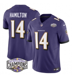 Men Baltimore Ravens 14 Kyle Hamilton Purple F U S E 2024 AFC North Division Champions Vapor Limited Football Jersey