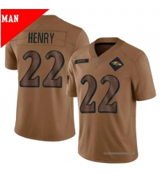 Men Baltimore Ravens 22 Derrick Henry 2023 Brown Salute To Service Limited Jersey
