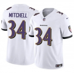 Men Baltimore Ravens 34 Keaton Mitchell White 2025 F U S E  Vapor Limited Football Jersey