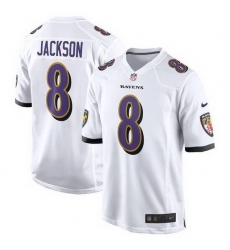 Men Baltimore Ravens 8 Lamar Jackson White Limited Football Game Jersey