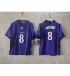 Women Baltimore Ravens  8 Lamar Jackson Purple F U S E  Vapor Football Jersey