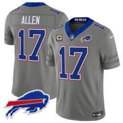 Men Buffalo Bills  17 Josh Allen Gray F U S E  2026 Nickel City With 4 Star C Patch Vapor Stitched Football JerseyS