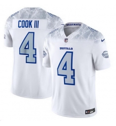 Men Buffalo Bills 4 James Cook III White 2025 F U S E   u201CRivalries u201D Vapor Untouchable Limited Stitched Football Jersey