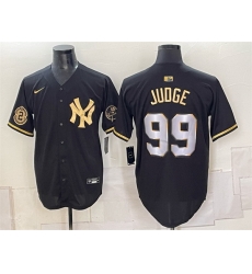 Men New York Yankees  99 Aaron Judge Black Gold With Patch Limited Stitched Baseball Jersey