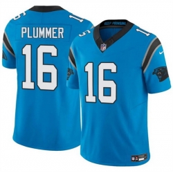 Men Carolina Panthers 16 Jack Plummer Blue 2024 F U S E  Vapor Limited Stitched Football Jersey