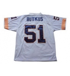 Butkus 51 Chicago Bears Throwback Jerseys White Jersey Big Number (1)