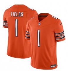 Men Chicago Bears 1 Justin Fields Orange 2023 F U S E  Vapor Untouchable Limited Stitched Football Jersey