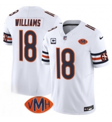 Men Chicago Bears 18 Caleb Williams White 2025 F U S E  With 1 Star C Patch And VMH Patch Vapor Untouchable Limited Stitched Football Jersey
