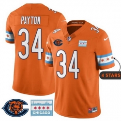 Men Chicago Bears  34 Walter Payton Orange City Edition F U S E  With Chicago Flag Vapor Untouchable Limited Stitched Football Jersey