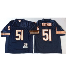 Men Chicago Bears 51 Dick Butkus Navy 1985 M&N Throwback Jersey