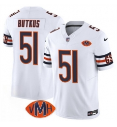 Men Chicago Bears 51 Dick Butkus White 2025 F U S E  With VMH Patch Vapor Untouchable Limited Stitched Football Jersey