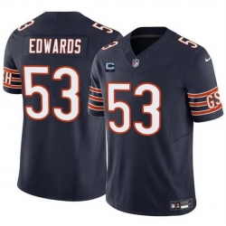 Men Chicago Bears 53 T J  Edwards Navy 2024 F U S E  With 1 Star C Patch Vapor Untouchable Limited Stitched Football Jersey