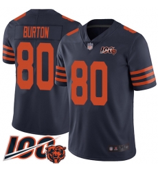 Men Chicago Bears 80 Trey Burton Limited Navy Blue Rush Vapor Untouchable 100th Season Football Jersey