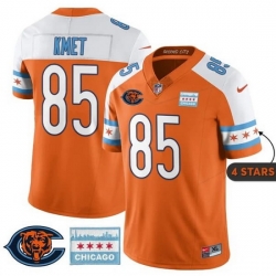 Men Chicago Bears  85 Cole Kmet Orange Alternate City Edition F U S E  With Chicago Flag Vapor Untouchable Limited Stitched Football Jersey