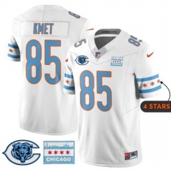 Men Chicago Bears  85 Cole Kmet White City Edition F U S E  With Chicago Flag Vapor Untouchable Limited Stitched Football Jersey